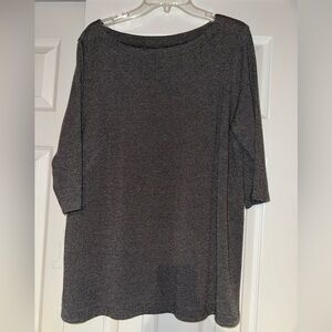 Women's Gray Boatneck Stretch Tunic Top